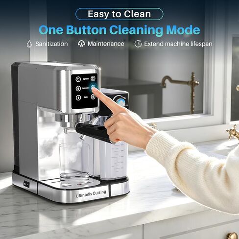URintells Cuising 4-in-1 Espresso Machine with Touchscreen | Espresso Maker with Milk Frother for Cappuccino Latte,Stainless Steel Coffee Machine with Dual Heating And Pump System in Saudi Arabia