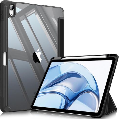 Fintie Clear Case for iPad Air 11-inch & iPad Air 5th/4th Generation 10.9" | Hybrid Slim Design, Shockproof Cover with Transparent Back Shell & Pencil Holder, Viewing & Typing Angles, Lilac Purple in Kuwait