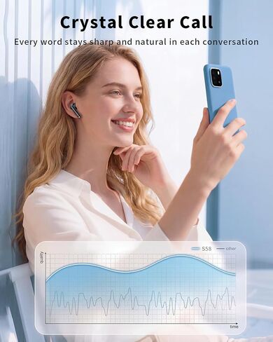 Wireless Earbuds, 2026 Bluetooth 5.4 Headphones Bass Stereo Ear Buds with Noise Cancelling Mic, LED Display in Ear Earphones 50H Playtime Ear Buds, IP7 Waterproof for Laptop Pad Phones Soft Black in Saudi Arabia