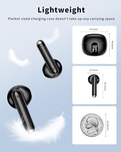 Wireless Earbuds, 2026 Bluetooth 5.4 Headphones Bass Stereo Ear Buds with Noise Cancelling Mic, LED Display in Ear Earphones 50H Playtime Ear Buds, IP7 Waterproof for Laptop Pad Phones Soft Black in Saudi Arabia
