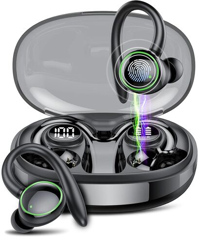 Wireless Earbuds, Bluetooth 5.4 Headphones, ENC Noise Cancelling Ear buds | with Stereo Bass, 40H Playtime Earphones , LED Display, IP7 Waterproof in Ear EarBuds for Phone Android iOS Sports, Black in Saudi Arabia