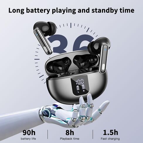 IP7 Wireless Earbuds for Sport Bluetooth Earbuds with Bass Stereo for boy | Wireless earbuds with Bluetooth 6.1 ANC noise Reduction LED Display 90 hours playtime and IPX7 waterproof for Gym Running in Saudi Arabia