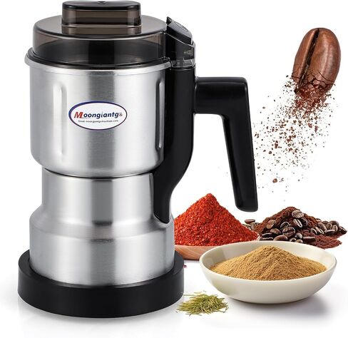 Moongiantgo Coffee Grinder Electric 200ml Capacity, 250W Mini Grain Mill | Dry Grinding Machine with Small Brush, Stainless Steel Blade, for Spices Seeds Rice Beans Seasonings, 110V in Saudi Arabia