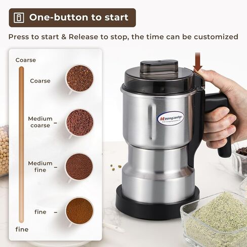 Moongiantgo Coffee Grinder Electric 200ml Capacity, 250W Mini Grain Mill | Dry Grinding Machine with Small Brush, Stainless Steel Blade, for Spices Seeds Rice Beans Seasonings, 110V in Saudi Arabia
