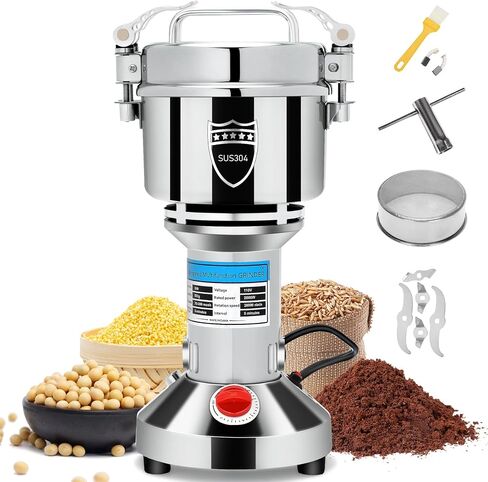2000W Electric Grain Mill Grinder, 550g Flour Mill Grinder for Home | 550g High Speed Electric 304 Stainless Steel,High Speed Commercial Spice Grinders,for Dry Grains Spices Cereals Corn Pepper in Saudi Arabia