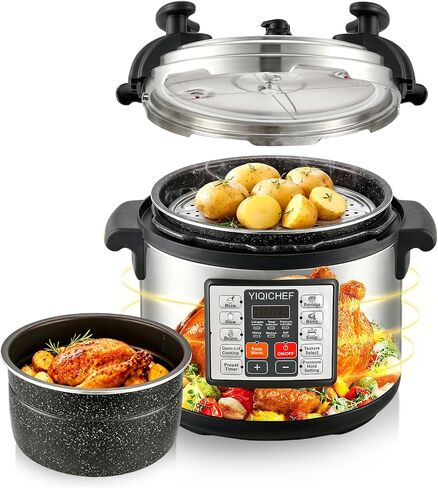 15.8 Qt Commercial Large Electric Pressure Cooker, 10-in-1 Multi-Function Pressure Pot with Steaming Rack & Non-Stick Inner Pot, 24 Hours Preset, Slow Cooker, Steam/Rice Cooker& Auto Keep Warm in Saudi Arabia