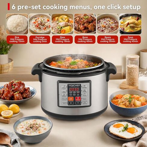 15.8 Qt Commercial Large Electric Pressure Cooker, 10-in-1 Multi-Function Pressure Pot with Steaming Rack & Non-Stick Inner Pot, 24 Hours Preset, Slow Cooker, Steam/Rice Cooker& Auto Keep Warm in Saudi Arabia