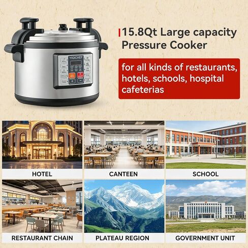 15.8 Qt Commercial Large Electric Pressure Cooker, 10-in-1 Multi-Function Pressure Pot with Steaming Rack & Non-Stick Inner Pot, 24 Hours Preset, Slow Cooker, Steam/Rice Cooker& Auto Keep Warm in Saudi Arabia