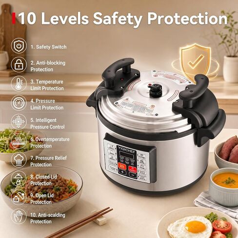 15.8 Qt Commercial Large Electric Pressure Cooker, 10-in-1 Multi-Function Pressure Pot with Steaming Rack & Non-Stick Inner Pot, 24 Hours Preset, Slow Cooker, Steam/Rice Cooker& Auto Keep Warm in Saudi Arabia