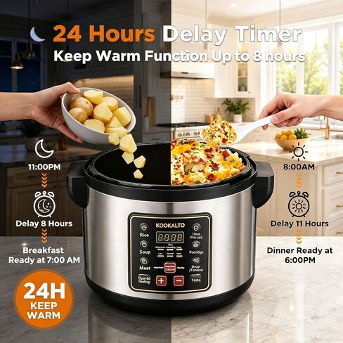 15L stainless steel Commercial Pressure Cooker | 24-hour Presetting electric rice cooker | 6 in 1 slow cooker with temperature control Food Warmer with nonstick pot in Kuwait