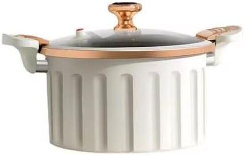 Non-Stick Enamel Pressure Cooker with Push Pull Lock, Silicone Seal, Spill-Proof Valve,ivory in Kuwait