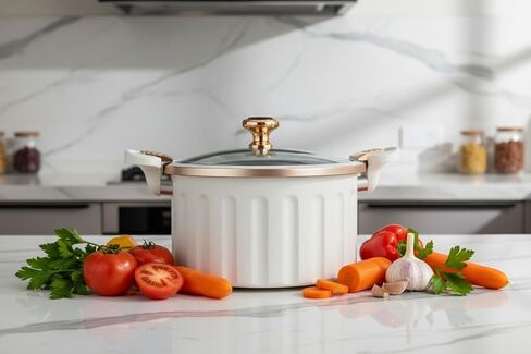 Non-Stick Enamel Pressure Cooker with Push Pull Lock, Silicone Seal, Spill-Proof Valve,ivory in Kuwait