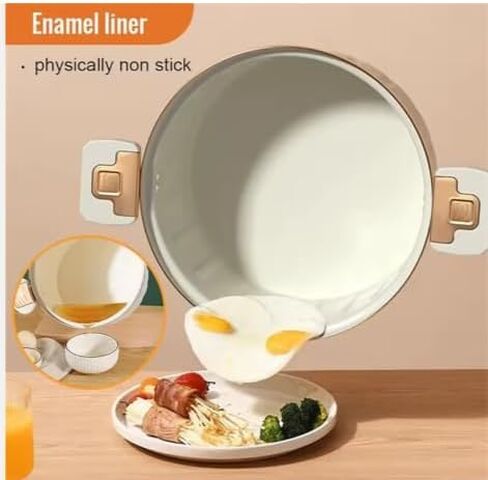Non-Stick Enamel Pressure Cooker with Push Pull Lock, Silicone Seal, Spill-Proof Valve,ivory in Kuwait