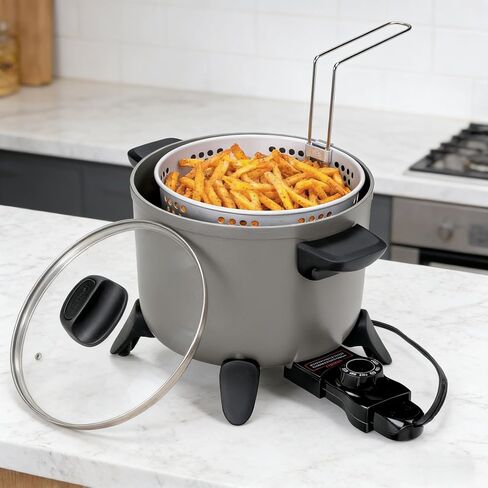 Electric Kitchen Kettle Multi-Cooker - Non-Stick Electric Deep Fryer for Home Kitchen in Kuwait