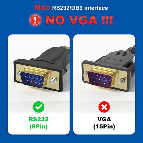 USB to RS232 Adapter with FTDI Chipset, USB to RS232 Male DB9 Serial Converter for Cashier Register, Modem, Scanner, Industriual Machinery, CNC, Black in Saudi Arabia