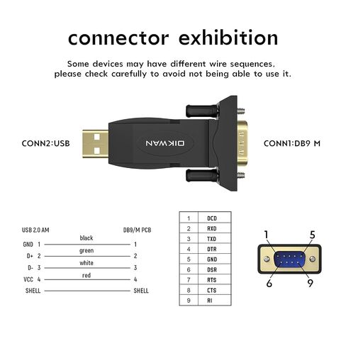 USB to RS232 Adapter with FTDI Chipset, USB to RS232 Male DB9 Serial Converter for Cashier Register, Modem, Scanner, Industriual Machinery, CNC, Black in Saudi Arabia