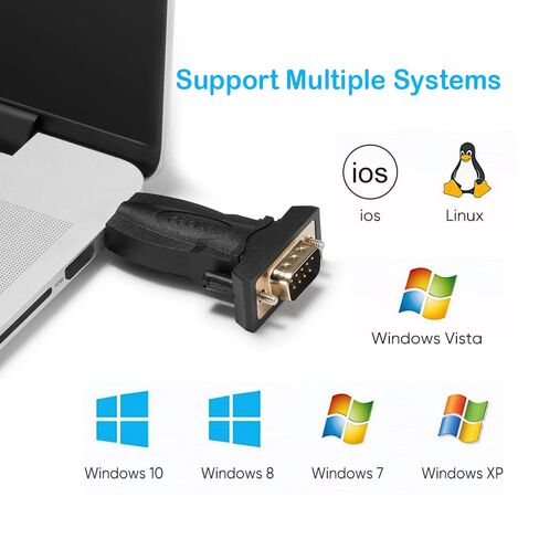 USB to RS232 Adapter with FTDI Chipset, USB to RS232 Male DB9 Serial Converter for Cashier Register, Modem, Scanner, Industriual Machinery, CNC, Black in Saudi Arabia