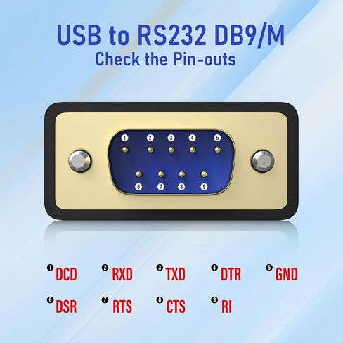 USB to RS232 Adapter with FTDI Chipset, USB to RS232 Male DB9 Serial Converter for Cashier Register, Modem, Scanner, Industriual Machinery, CNC, Black in Saudi Arabia