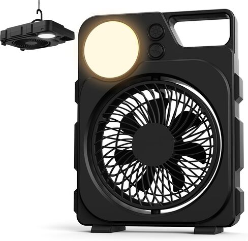 12000mAh Rechargeable Portable Fan, Up to 45H Runtime, Battery Powered Fan with LED Light & Hook, 3 Speeds & 3CCT, Camping Fan for Travel, Camping, Tent, Office, Bedroom in Kuwait