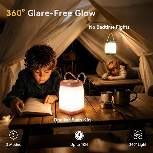 HOKOILN 2-Pack LED Camping Lights, Battery Powered Portable Tent Lantern | 3 modes, portable night light, battery powered, tent, hiking, emergency, backpacking, indoor, outdoor in Kuwait