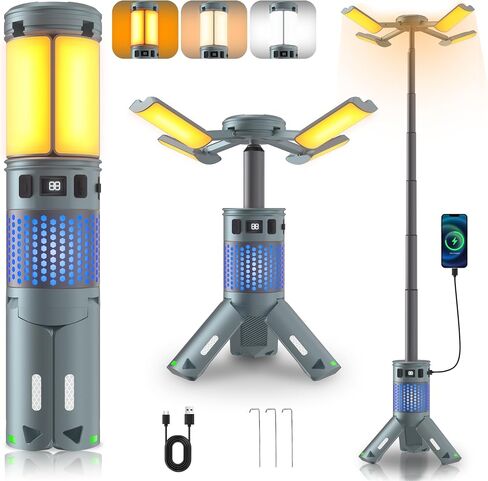 Camping Lights, Rechargeable Telescopic Camping Lights with Stand,12000mAh Camping Lanterns & Lights with RGB, Magnetic Base, Portable Flashlights for Camping, Hiking, Emergency in Saudi Arabia