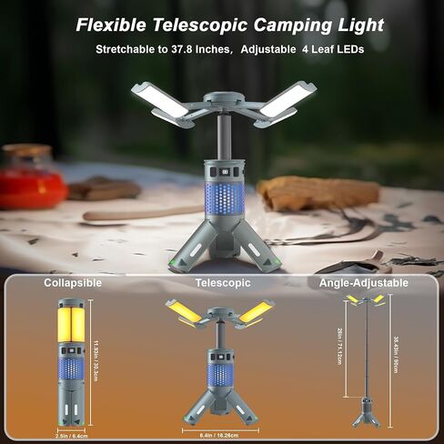 Camping Lights, Rechargeable Telescopic Camping Lights with Stand,12000mAh Camping Lanterns & Lights with RGB, Magnetic Base, Portable Flashlights for Camping, Hiking, Emergency in Saudi Arabia