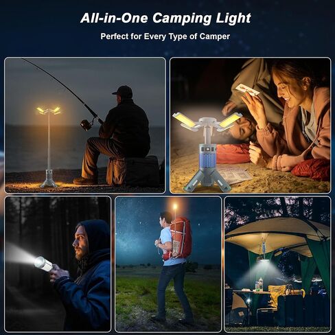 Camping Lights, Rechargeable Telescopic Camping Lights with Stand,12000mAh Camping Lanterns & Lights with RGB, Magnetic Base, Portable Flashlights for Camping, Hiking, Emergency in Saudi Arabia