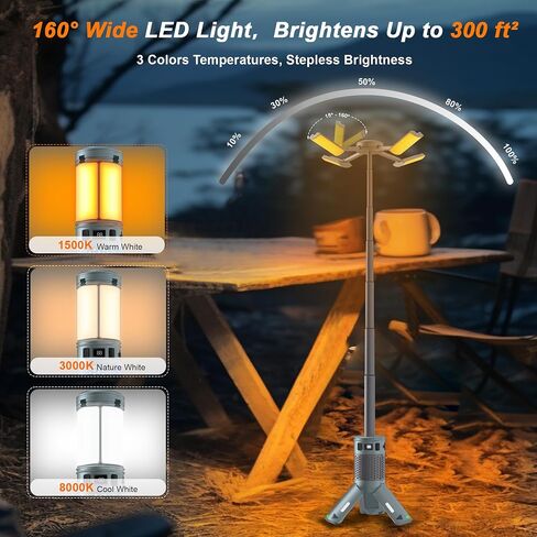 Camping Lights, Rechargeable Telescopic Camping Lights with Stand,12000mAh Camping Lanterns & Lights with RGB, Magnetic Base, Portable Flashlights for Camping, Hiking, Emergency in Saudi Arabia