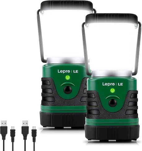 Lepro 1000LM LED Camping Lantern Rechargeable, 4400mAh, 4 Light Modes | Tent Light, Camping Essentials, Waterproof Lantern Flashlight for Camping, Emergency Light, Power Outages, USB Cable Included in Saudi Arabia