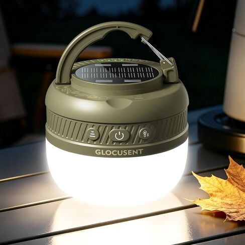 Glocusent 400H Camping Lantern, 5000mAh Rechargeable Lantern, Solar Pocket | Led Camping Lantern with 5 Brightness 3 Modes, IPX5 Waterproof, Pocket Lanterns for Power Outages, Emergency Light, Camping in Saudi Arabia