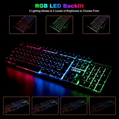 Gaming Wireless Keyboard and Mouse RGB Backlit Rechargeable Battery Gamer | Mechanical Feel Anti-ghosting with Side Button for PC Computer Laptop Compatible with Windows Mac Ps4/Ps5 Xbox one in Kuwait