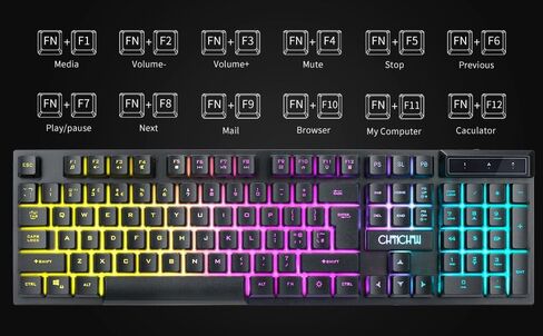 Gaming Wireless Keyboard and Mouse RGB Backlit Rechargeable Battery Gamer | Mechanical Feel Anti-ghosting with Side Button for PC Computer Laptop Compatible with Windows Mac Ps4/Ps5 Xbox one in Kuwait