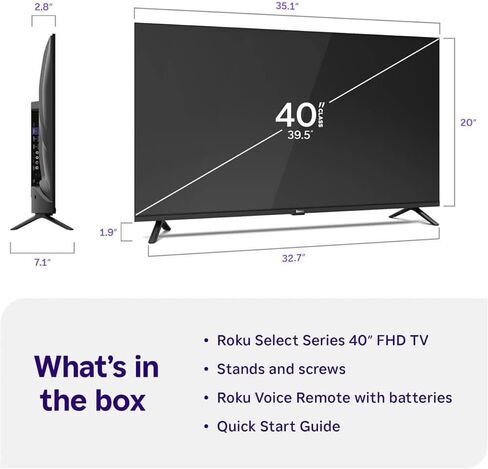 Roku 40 Inch Class Select Series 1080p Full HD Smart TV WiFi LED Display Voice Remote Streaming Apps Included HDMI Cable Streaming Bundle 12 Month CPS Warranty Television in Saudi Arabia