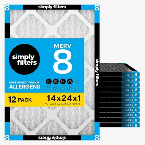 Simply 16x25x1 Air Filter, Merv 8, MPR 600, 12 Pack, Furnace Air Filter for HVAC (Actual Size: 15.75"x24.75"x0.75") DUST, Pet, & Allergy Control in Saudi Arabia