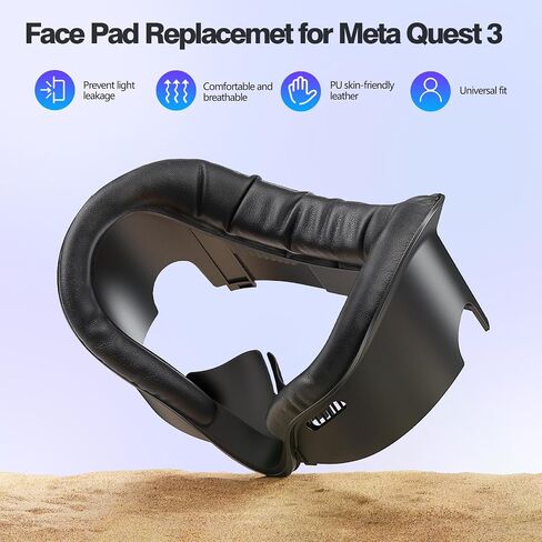 VZNEK Face Cover Pad for Oculus Quest 3, Sweat-Proof PU Foam Cushion for Meta Quest 3, Compatible with Oculus Quest 3 Original Spacer (for Quest 3) in Saudi Arabia