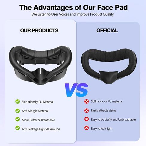 VZNEK Face Cover Pad for Oculus Quest 3, Sweat-Proof PU Foam Cushion for Meta Quest 3, Compatible with Oculus Quest 3 Original Spacer (for Quest 3) in Saudi Arabia
