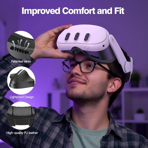VZNEK Face Cover Pad for Oculus Quest 3, Sweat-Proof PU Foam Cushion for Meta Quest 3, Compatible with Oculus Quest 3 Original Spacer (for Quest 3) in Saudi Arabia