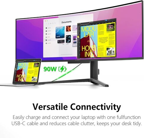 INNOCN 49" QD-OLED 5K2K 5120 x 1440P 144Hz Ultrawide Curved Monitor - 49Q1R | 0.03ms, USB C 90W, HDMI 2.1, DisplayPort, KVM, PIP/PBP, USB Hub, Speakers, Adaptive-Sync, Adjustable Stand, Black in Saudi Arabia
