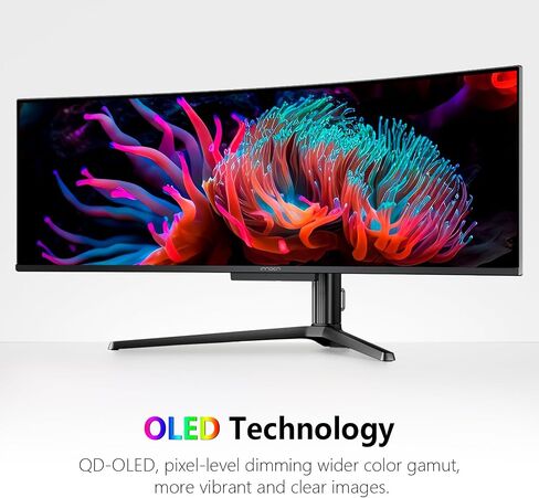 INNOCN 49" QD-OLED 5K2K 5120 x 1440P 144Hz Ultrawide Curved Monitor - 49Q1R | 0.03ms, USB C 90W, HDMI 2.1, DisplayPort, KVM, PIP/PBP, USB Hub, Speakers, Adaptive-Sync, Adjustable Stand, Black in Saudi Arabia