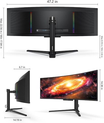 INNOCN 49" QD-OLED 5K2K 5120 x 1440P 144Hz Ultrawide Curved Monitor - 49Q1R | 0.03ms, USB C 90W, HDMI 2.1, DisplayPort, KVM, PIP/PBP, USB Hub, Speakers, Adaptive-Sync, Adjustable Stand, Black in Saudi Arabia
