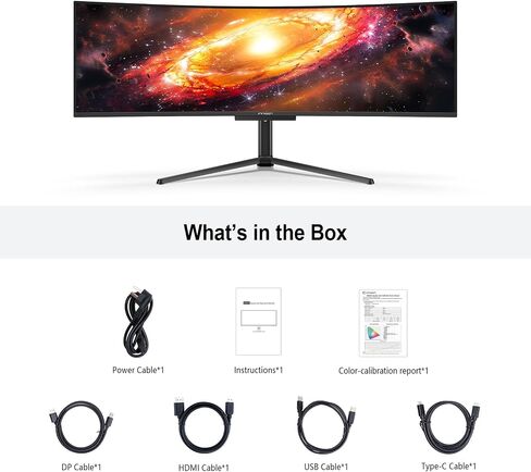 INNOCN 49" QD-OLED 5K2K 5120 x 1440P 144Hz Ultrawide Curved Monitor - 49Q1R | 0.03ms, USB C 90W, HDMI 2.1, DisplayPort, KVM, PIP/PBP, USB Hub, Speakers, Adaptive-Sync, Adjustable Stand, Black in Saudi Arabia