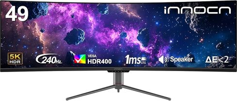 INNOCN 49" Curved 5K2K 5120 x 1440P 240Hz Computer Monitor, R1800-49C1S | HDR400, 99% sRGB, USB Type C, DisplayPort, HDMI, Built-in Speakers, Height/Tilt Adjustable in Saudi Arabia