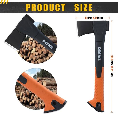 14-Inch Chopping Hatchet Axe for Outdoor Camping & Kindling | Lightweight Nylon Hollow Handle, Anti-Slip Shock Absorption Grip for Outdoor Survival, Splitting, Hiking & Yard Tools in Saudi Arabia
