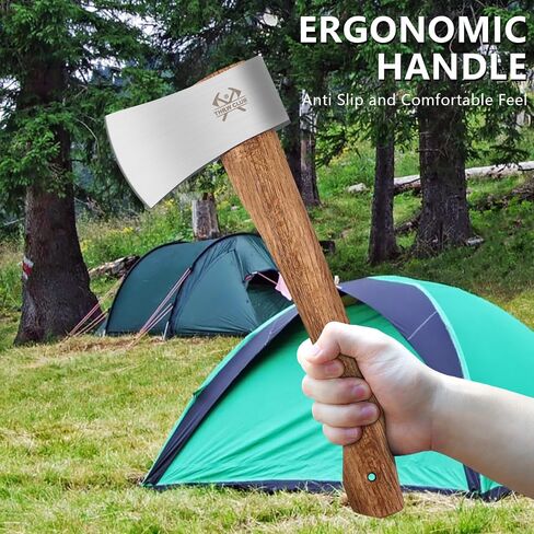 Camping Hatchet, 14.6" Survival Throwing Axe with Sheath, Survival Hatchet with Ergonomic Wood Handle for Camping, Chopping and Hiking in Saudi Arabia