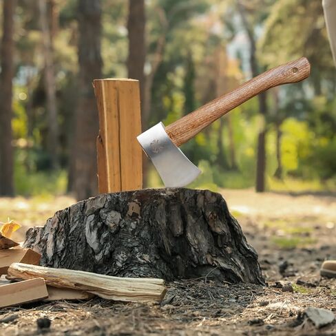 Camping Hatchet, 14.6" Survival Throwing Axe with Sheath, Survival Hatchet with Ergonomic Wood Handle for Camping, Chopping and Hiking in Saudi Arabia