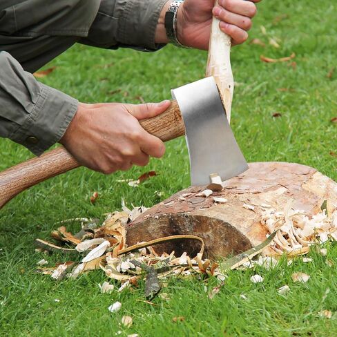 Camping Hatchet, 14.6" Survival Throwing Axe with Sheath, Survival Hatchet with Ergonomic Wood Handle for Camping, Chopping and Hiking in Saudi Arabia