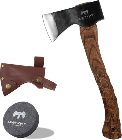 14.4" Hatchet, Camping Axe, Survival Axe with Sheath, Bushcraft Hatchet with 1065 Carbon Steel and Beech Handle for Wood Chopping – Perfect for Outdoor Survival and Adventures in Saudi Arabia