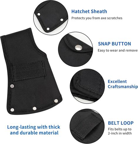 Hatchet Head Sheath Holster, Black Oxford Sheath for 1-1/4Lb Axe, Double Snap Hatchet Protector Cover with Belt Loop, Outdoor Camping Hiking Accessories in Saudi Arabia