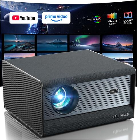 ELEPHAS Smart 4K Supported Projector with WiFi & Bluetooth for Home Theater | Compatible with Netflix/Prime Video/YouTube, Auto Focus & Keystone, Dust-Proof Sealed, Dolby Audio in Saudi Arabia