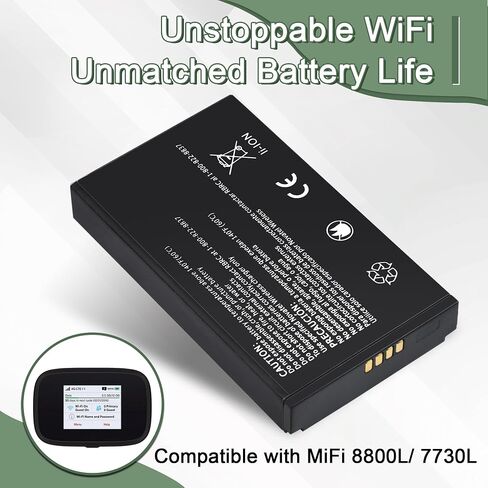 MiFi 8800L Battery Replacement for Inseego: 3.8V 4400mAh 16.7Wh Verizon | MiFi 7730L Battery for Novatel Jetpack MiFi 8800L 7730L Mobile Hotspot 40123117 in Kuwait